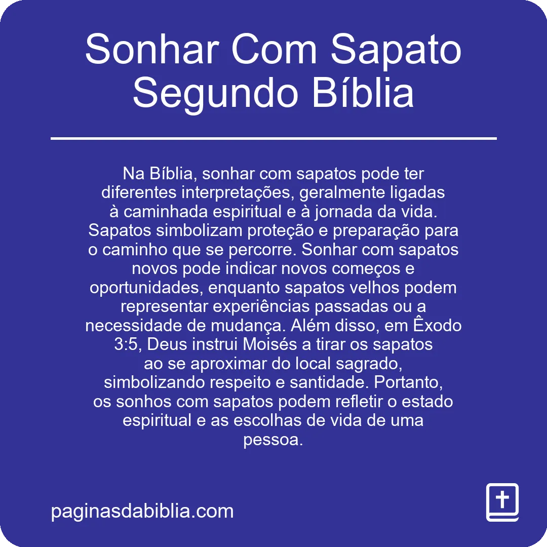 Sonhar Com Sapato Segundo Bíblia