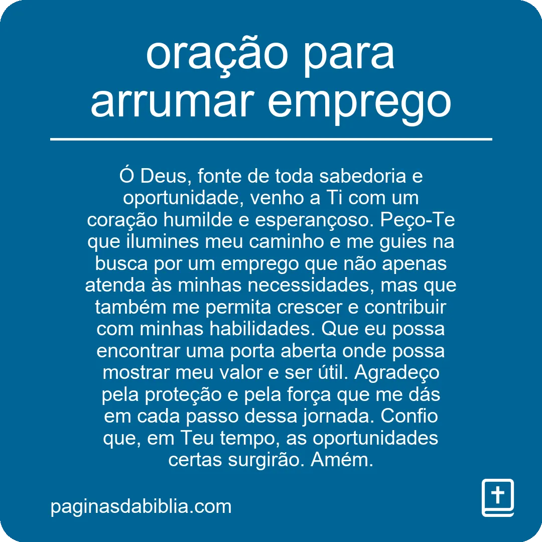 oração para arrumar emprego