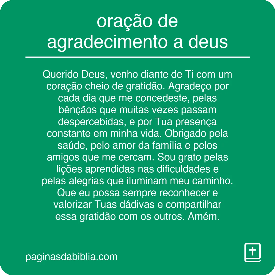 oração de agradecimento a deus