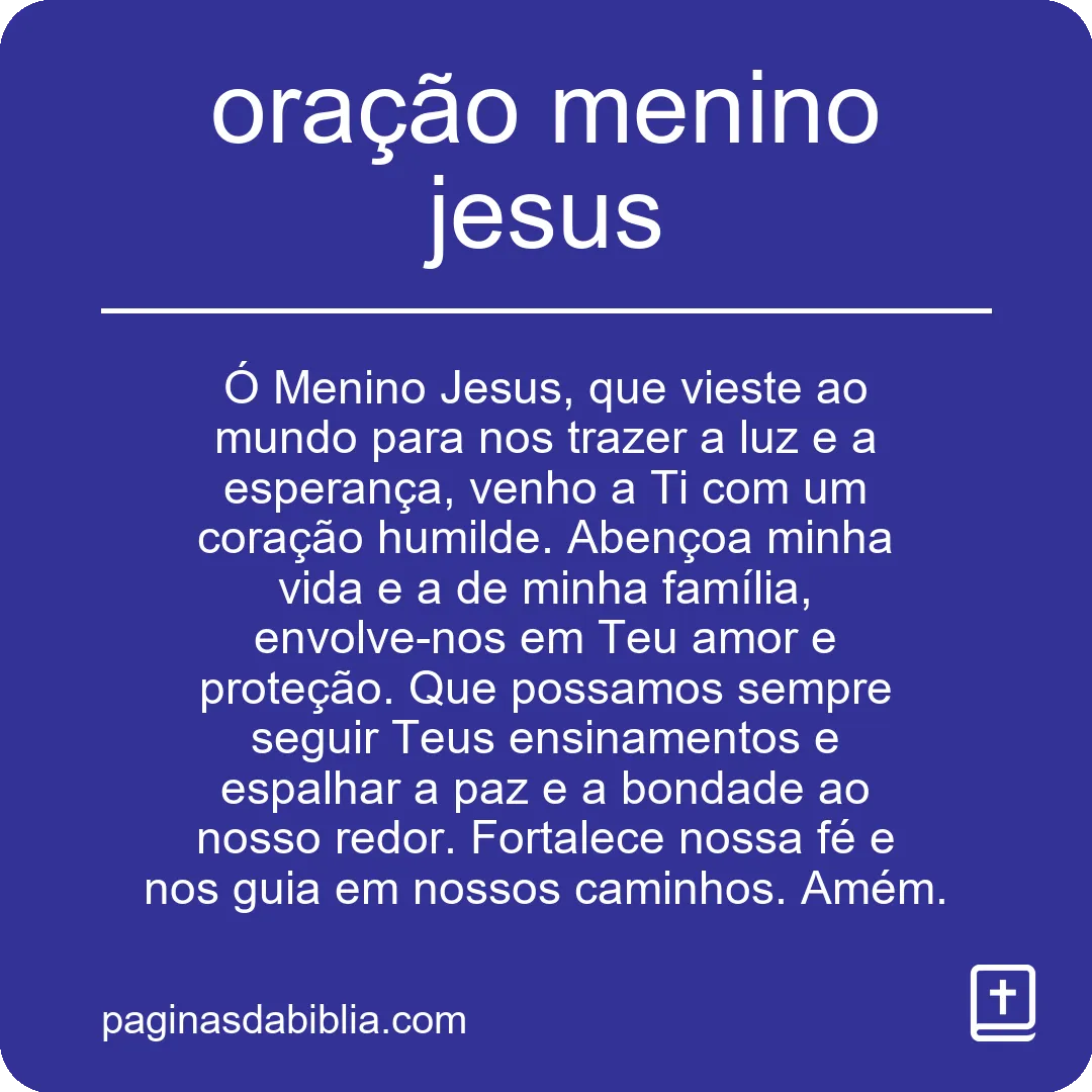 oração menino jesus