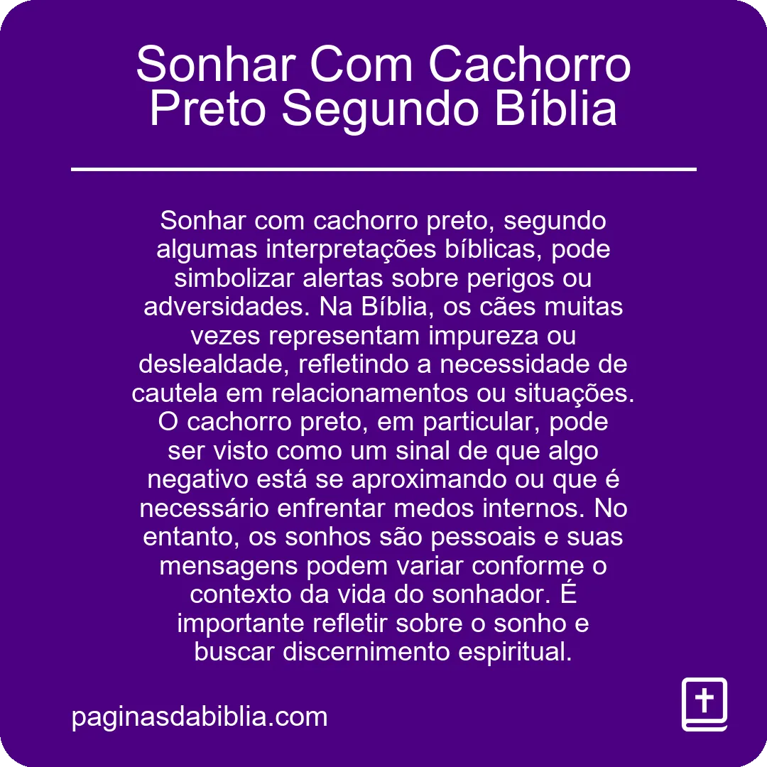 Sonhar Com Cachorro Preto Segundo Bíblia