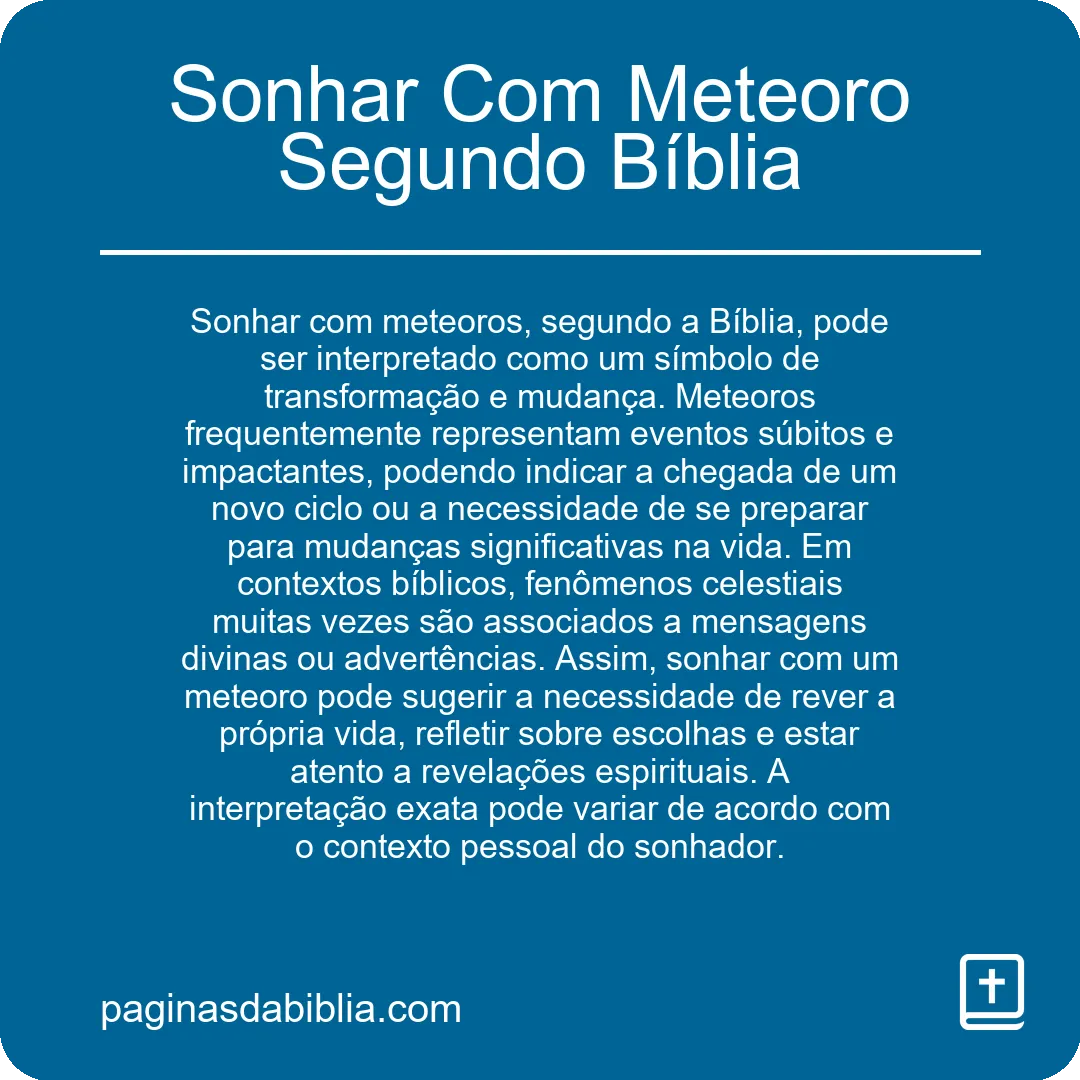 Sonhar Com Meteoro Segundo Bíblia