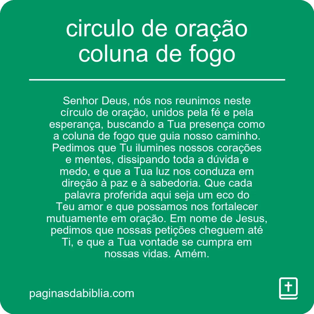 circulo de oração coluna de fogo