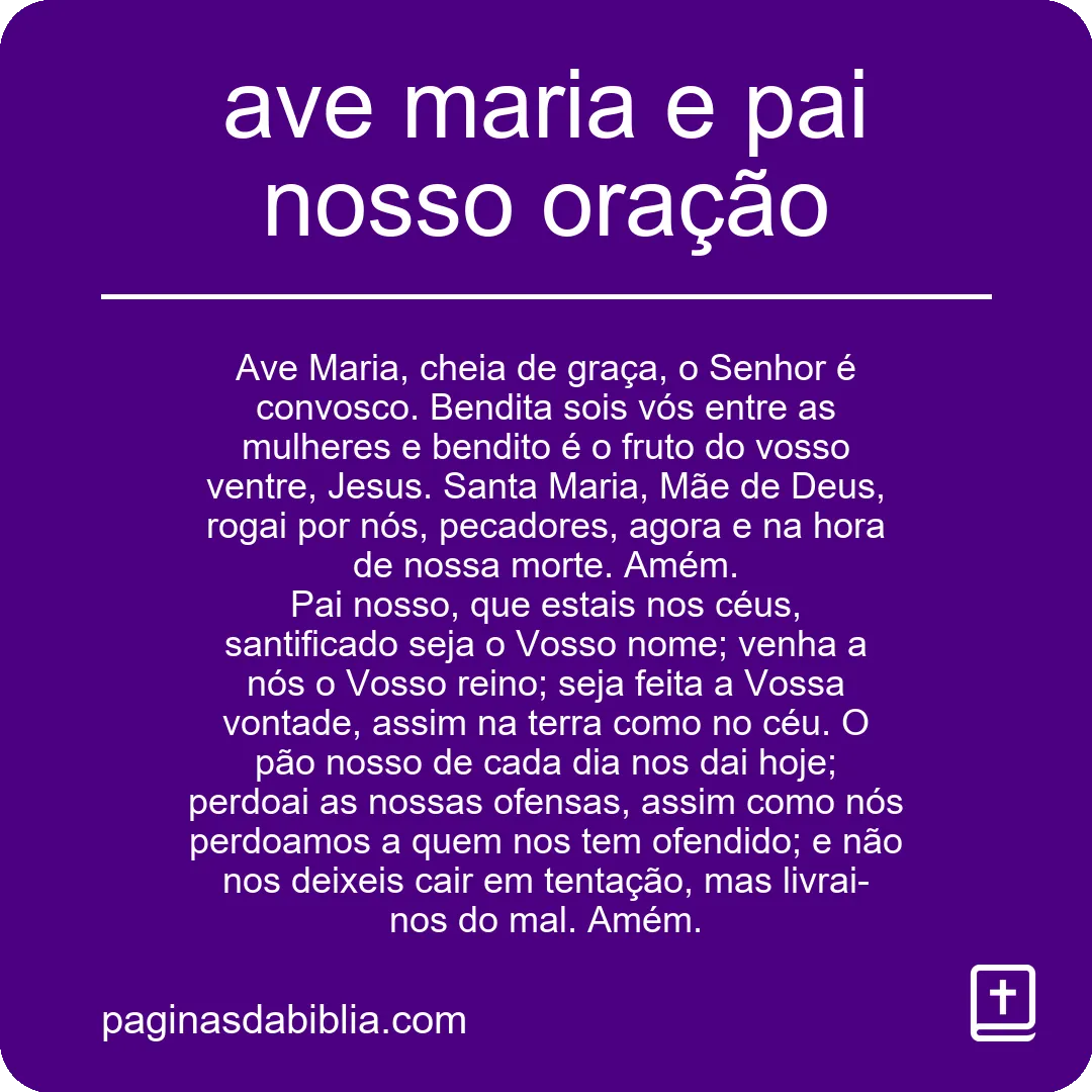 ave maria e pai nosso oração