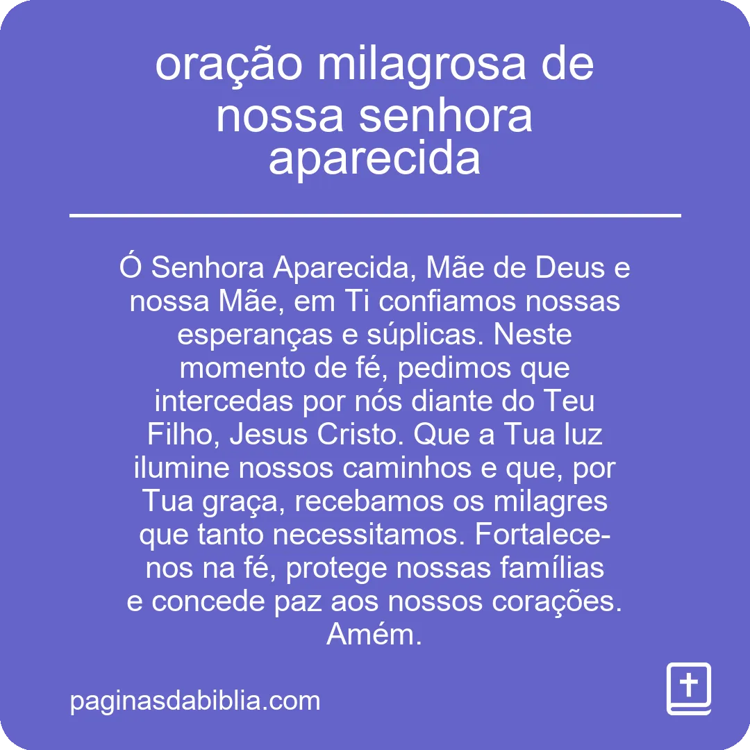 oração milagrosa de nossa senhora aparecida