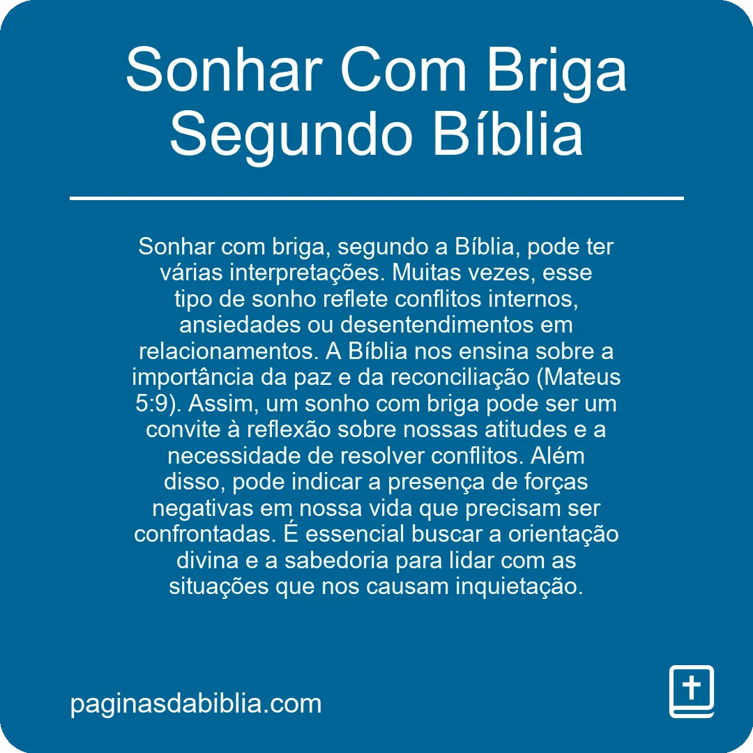 Sonhar Com Briga Segundo Bíblia