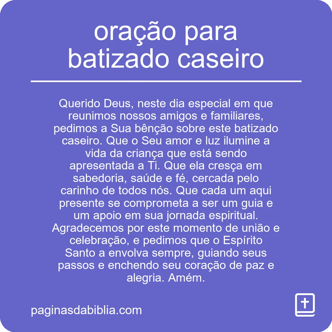 oração para batizado caseiro