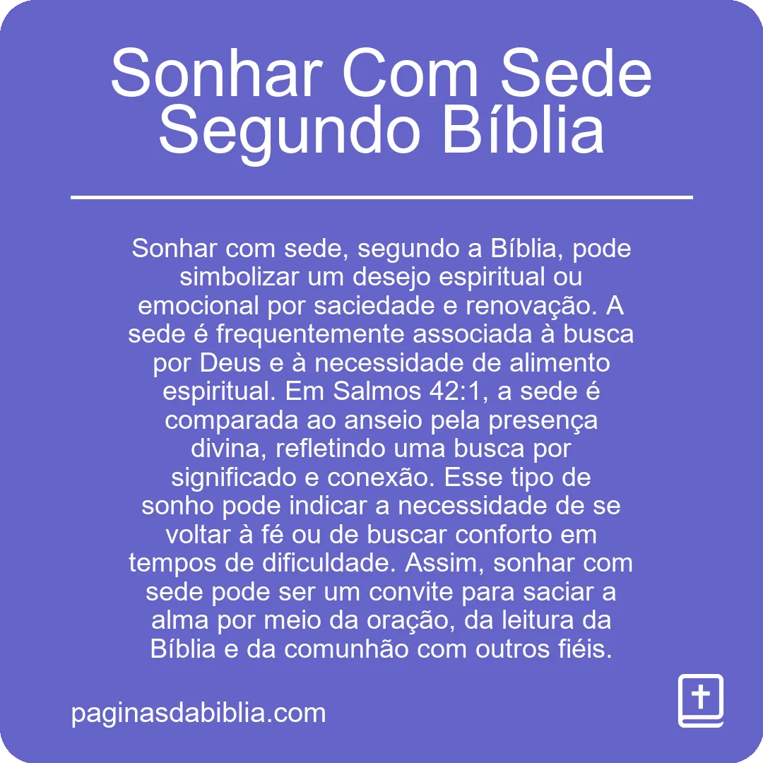 Sonhar Com Sede Segundo Bíblia