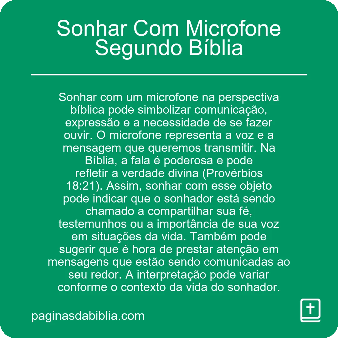 Sonhar Com Microfone Segundo Bíblia