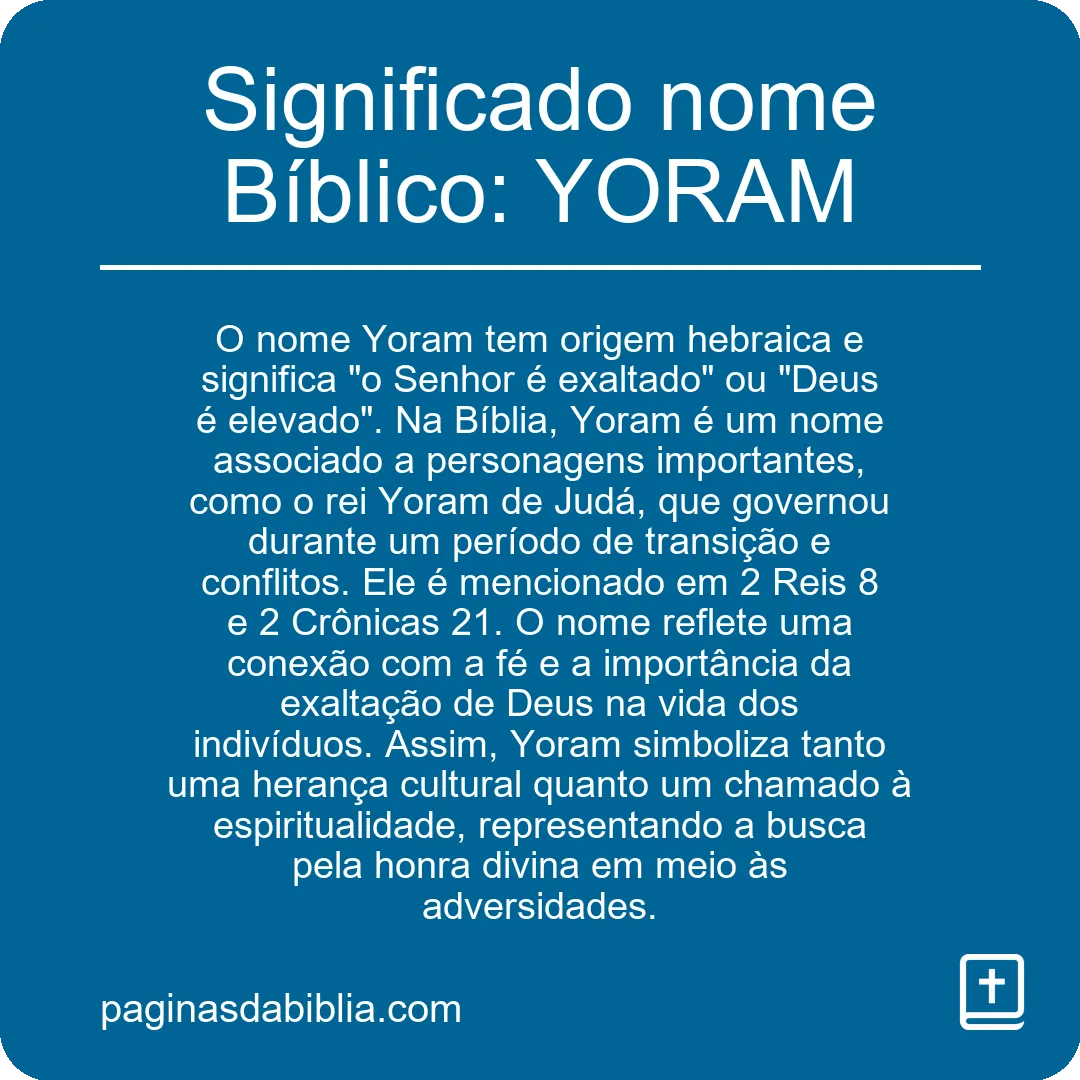 Significado nome Bíblico: YORAM