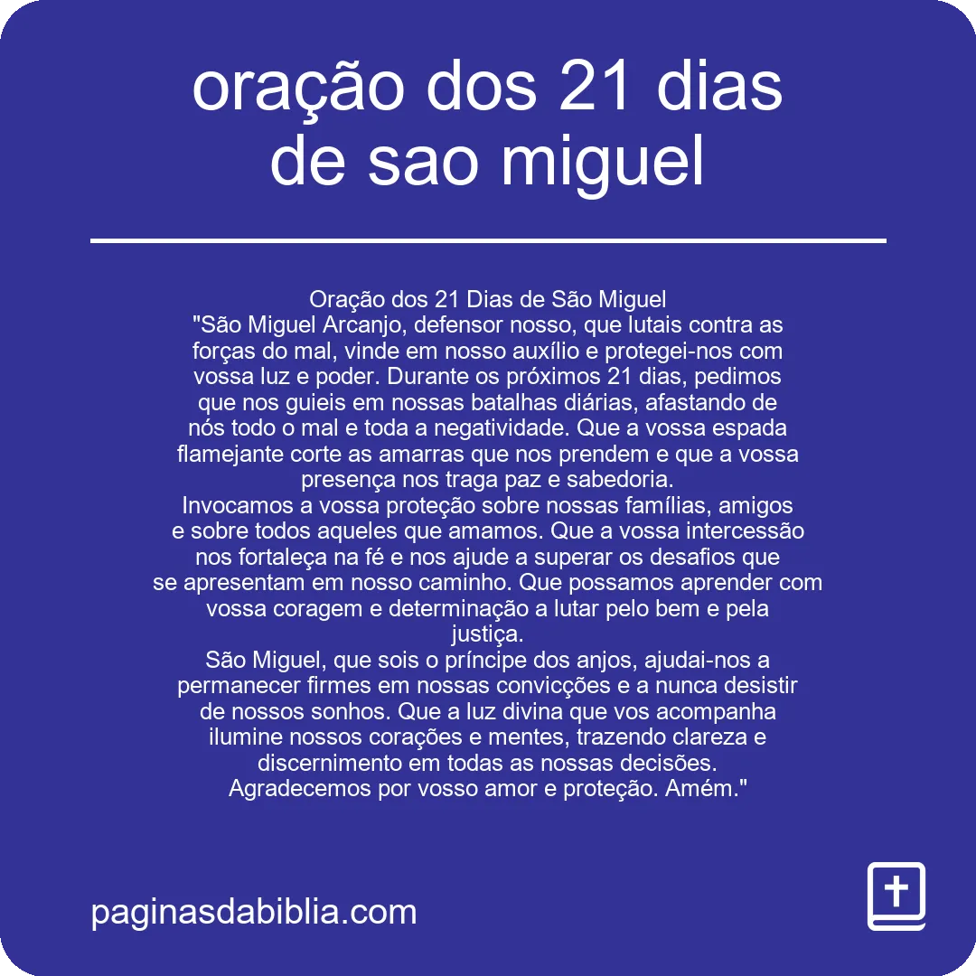 oração dos 21 dias de sao miguel