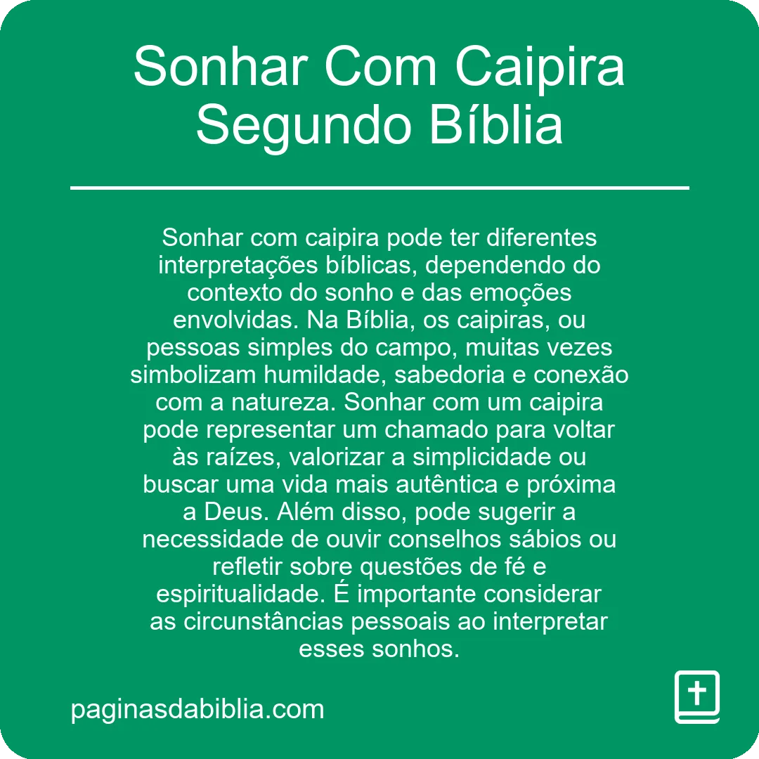 Sonhar Com Caipira Segundo Bíblia