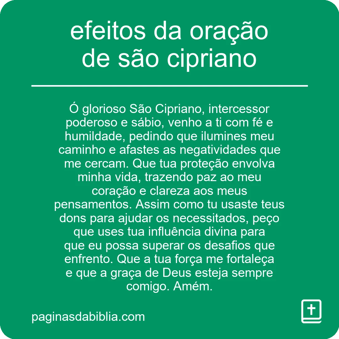 efeitos da oração de são cipriano