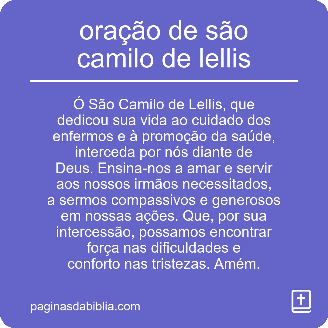 oração de são camilo de lellis