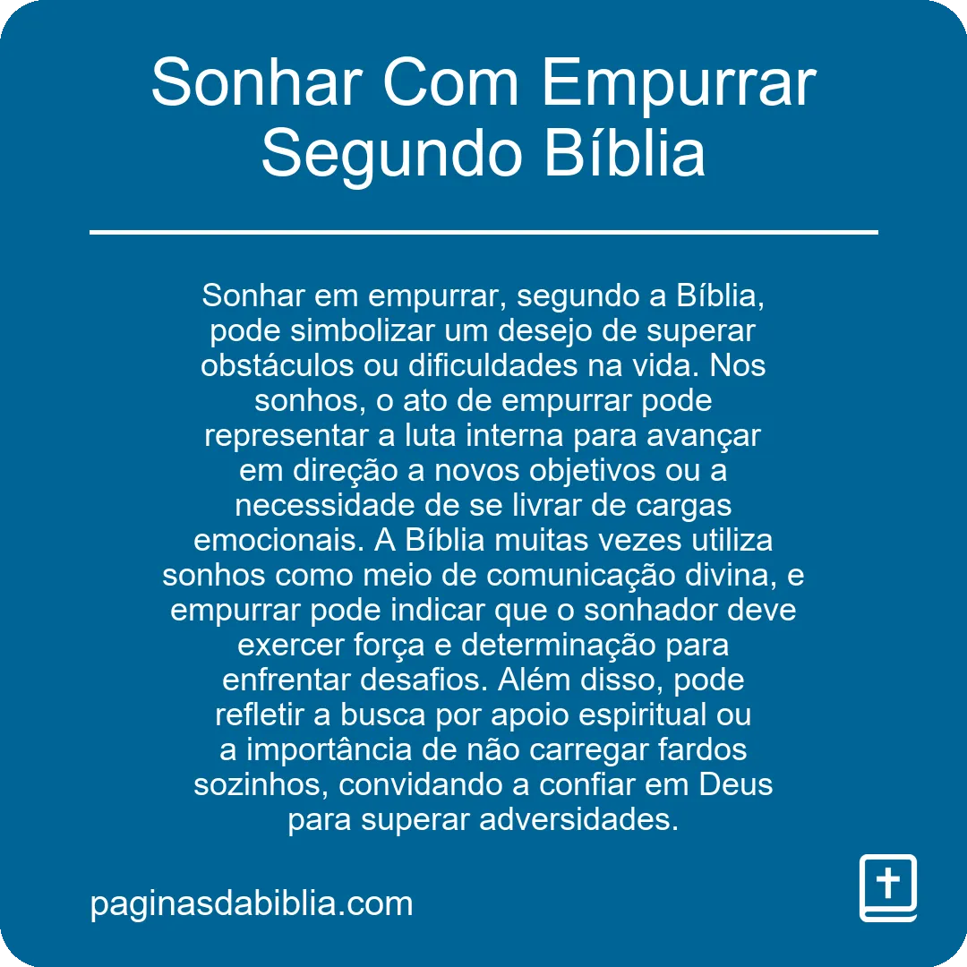 Sonhar Com Empurrar Segundo Bíblia