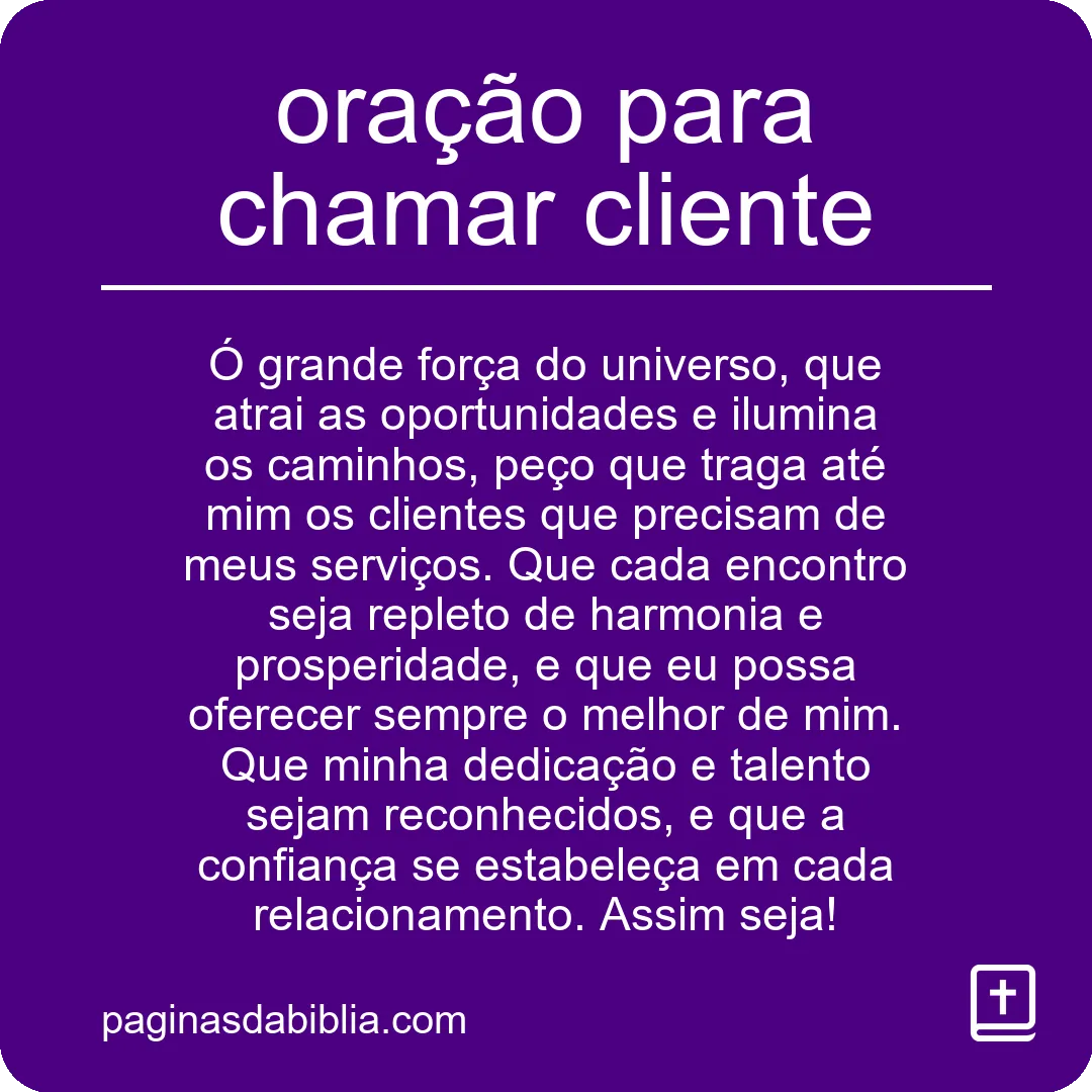 oração para chamar cliente