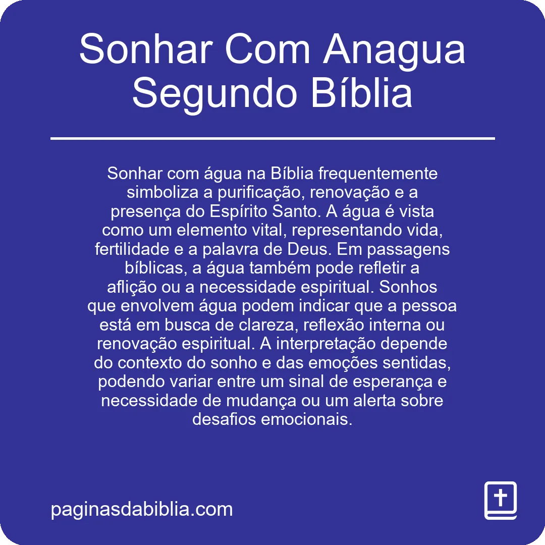 Sonhar Com Anagua Segundo Bíblia