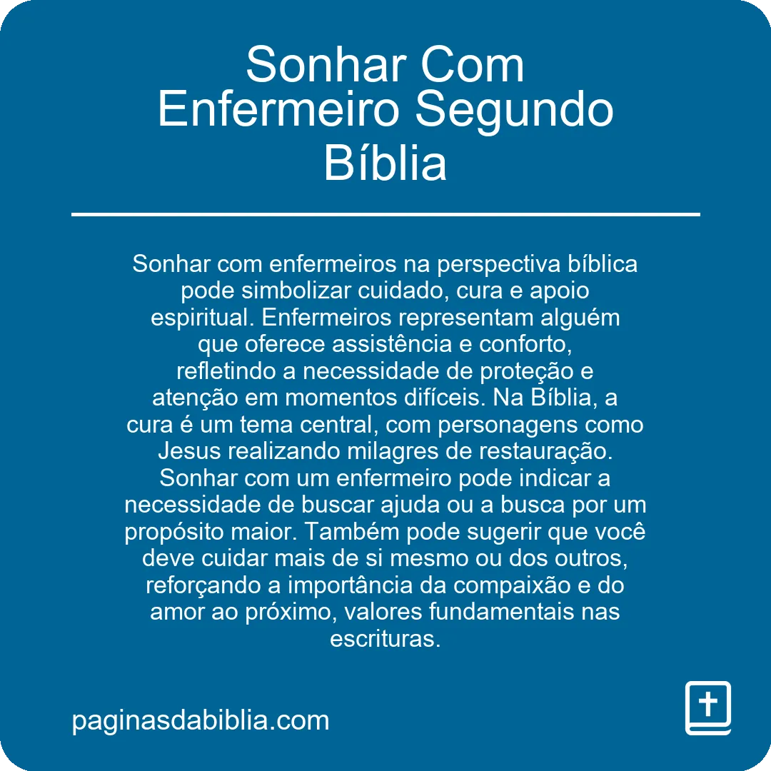 Sonhar Com Enfermeiro Segundo Bíblia