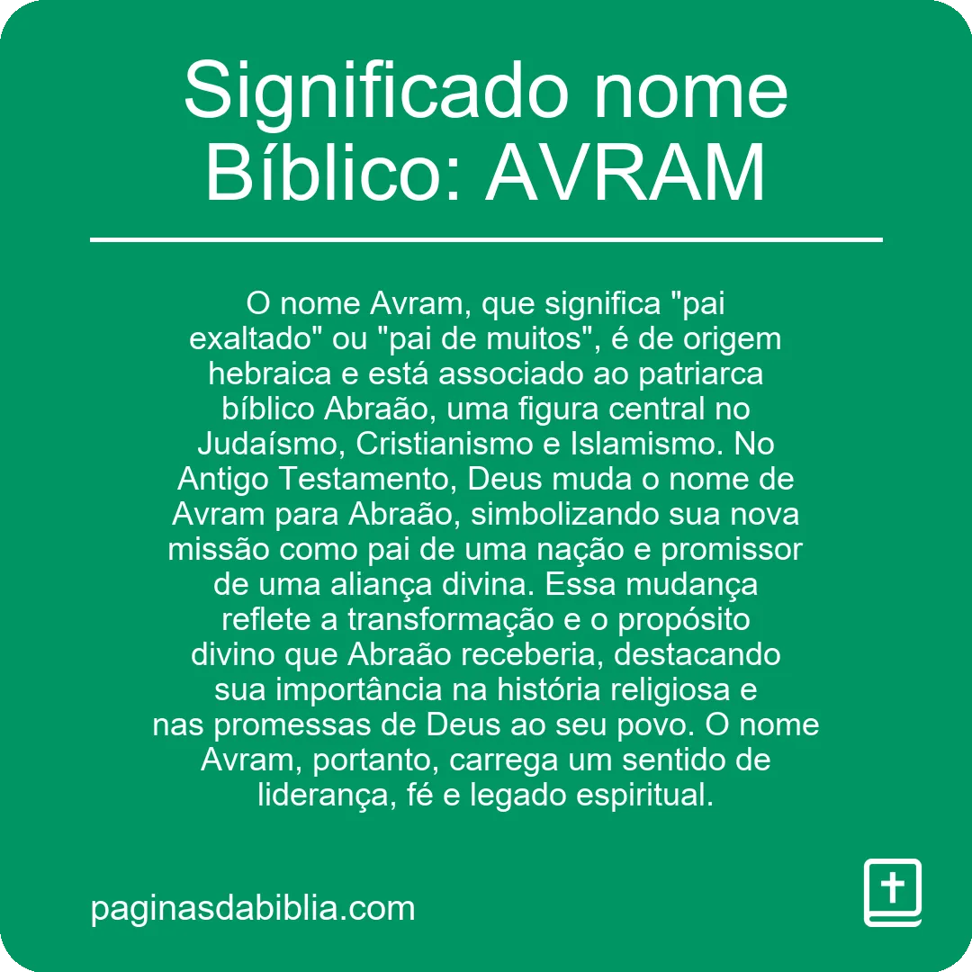 Significado nome Bíblico: AVRAM