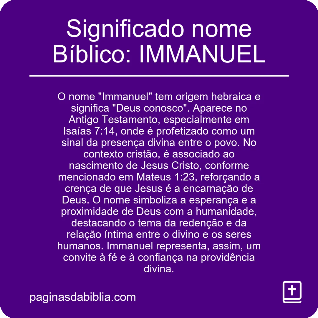 Significado nome Bíblico: IMMANUEL