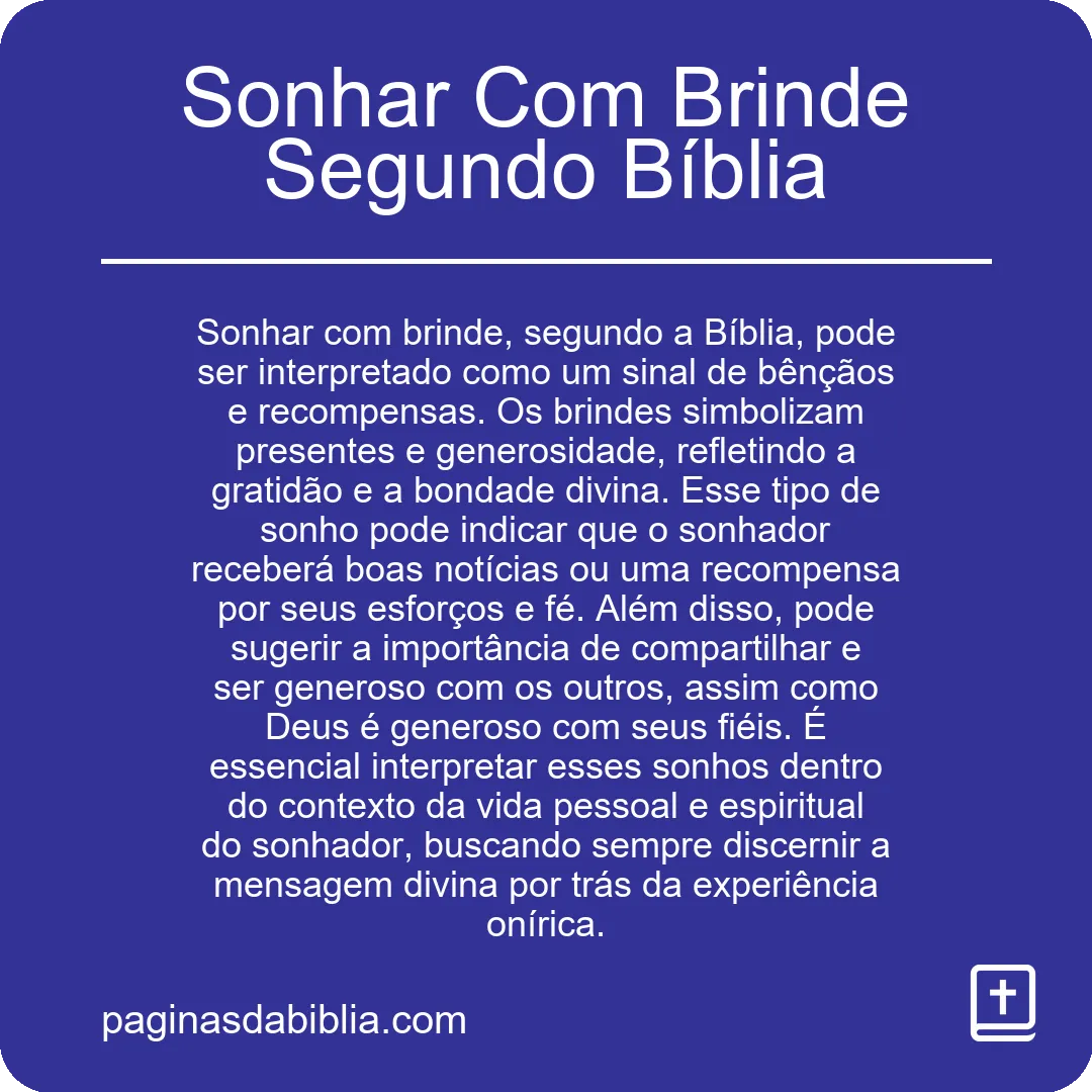 Sonhar Com Brinde Segundo Bíblia