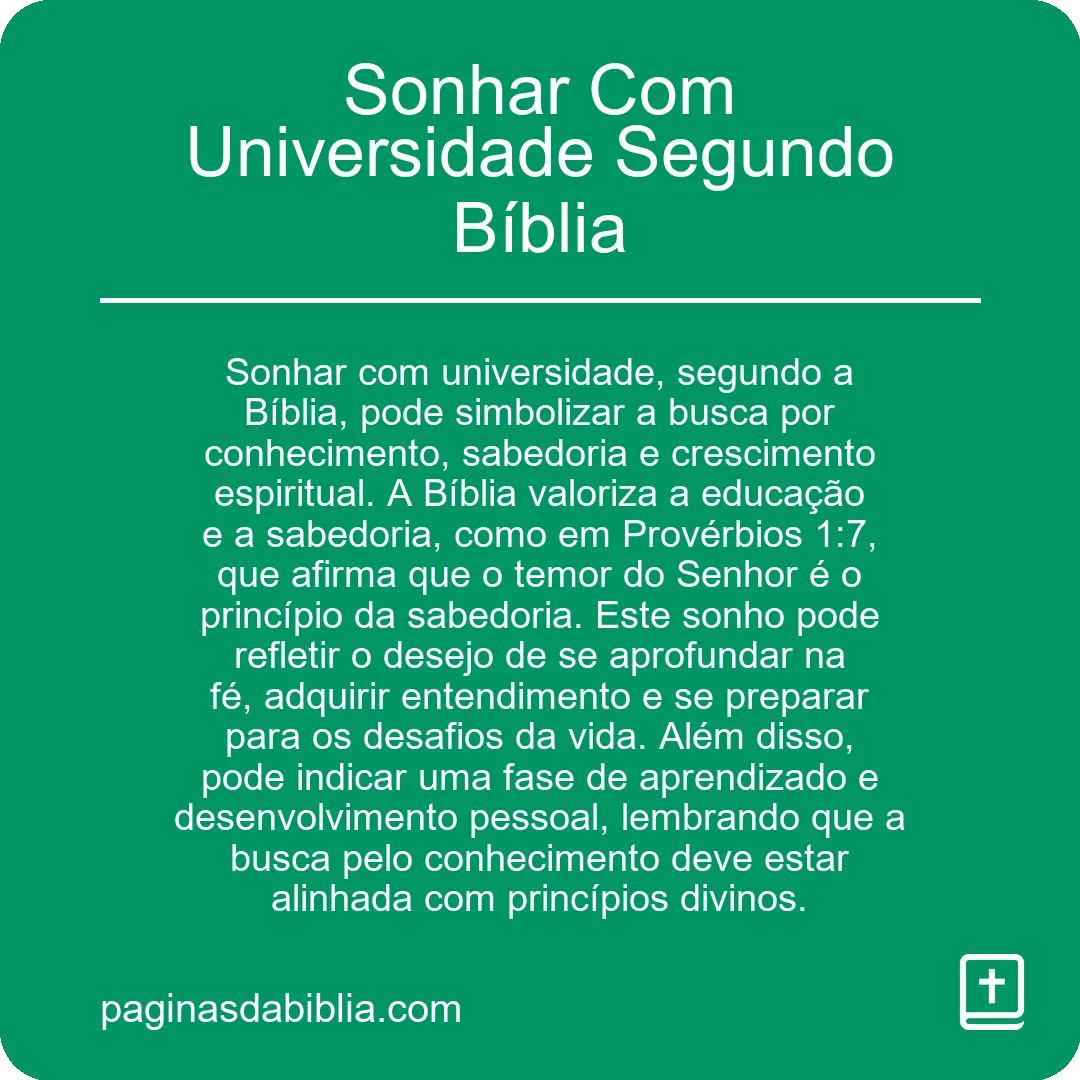 Sonhar Com Universidade Segundo Bíblia