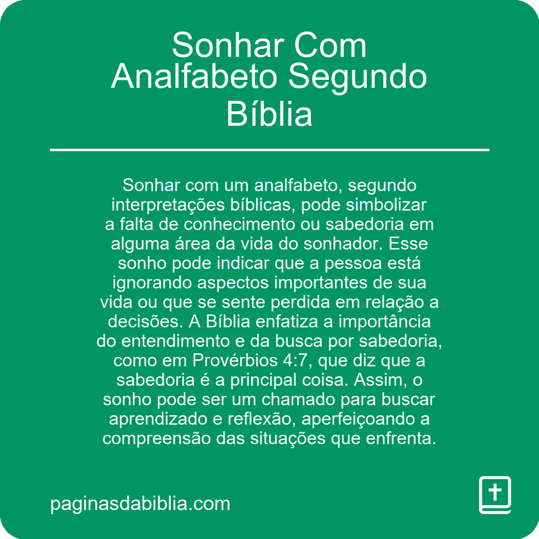 Sonhar Com Analfabeto Segundo Bíblia