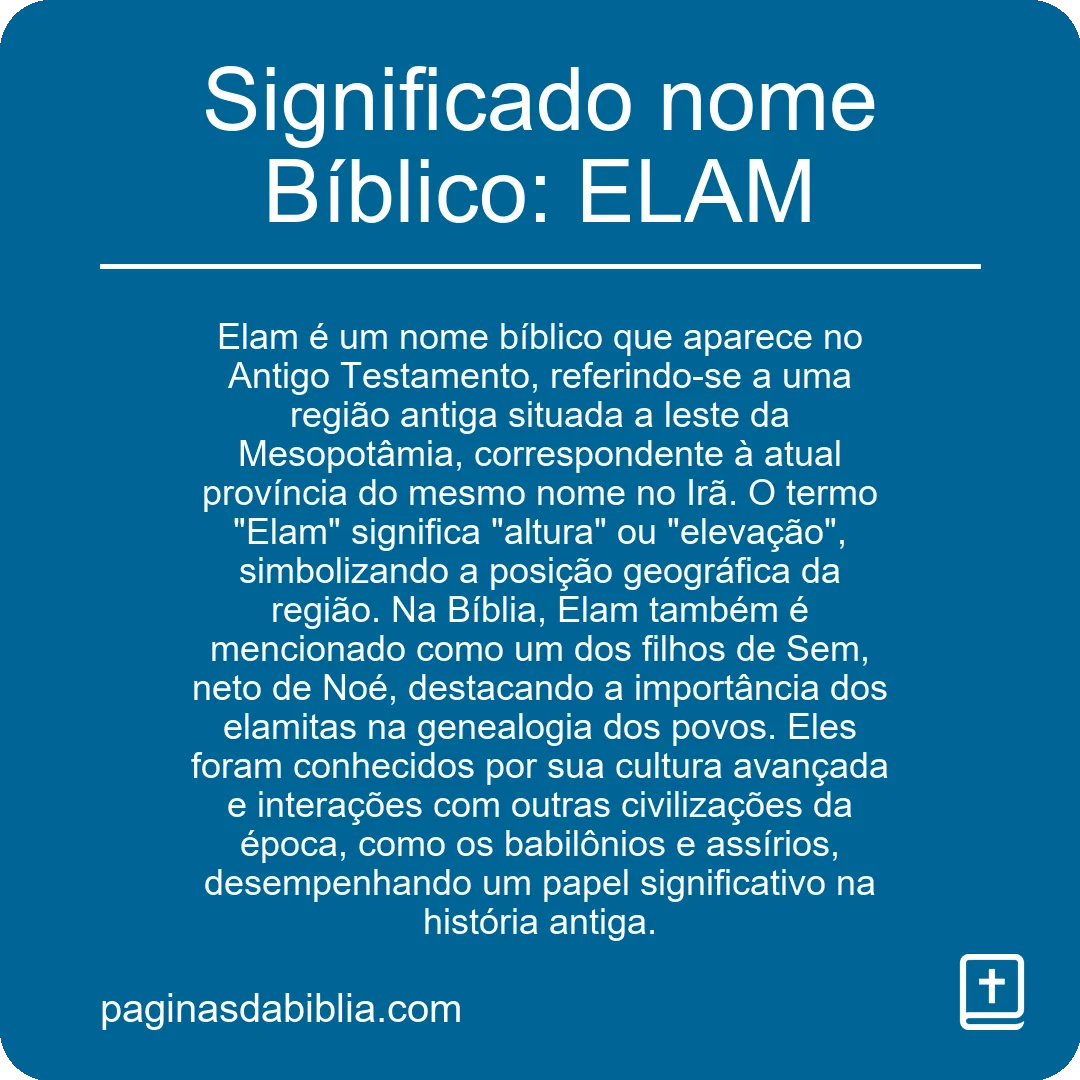 Significado nome Bíblico: ELAM