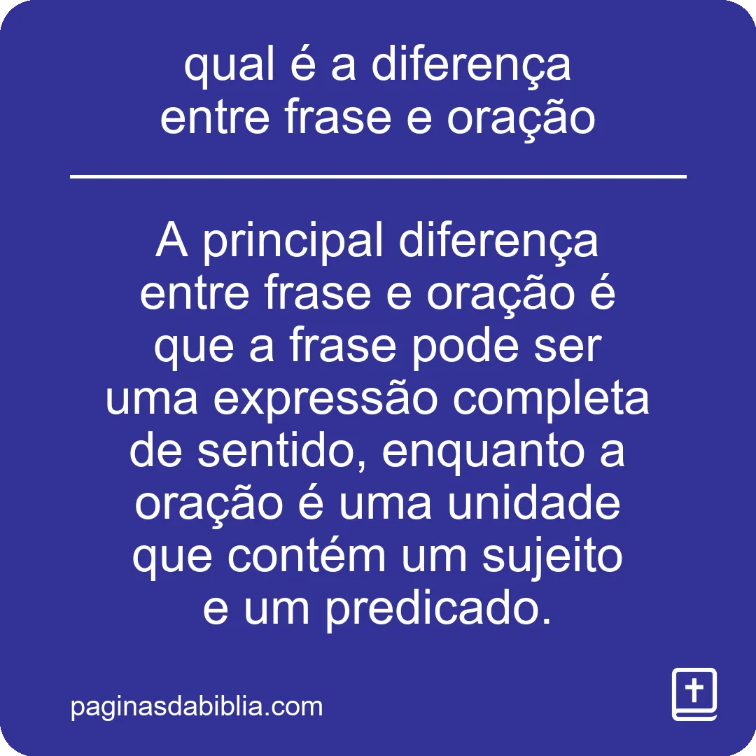 qual é a diferença entre frase e oração