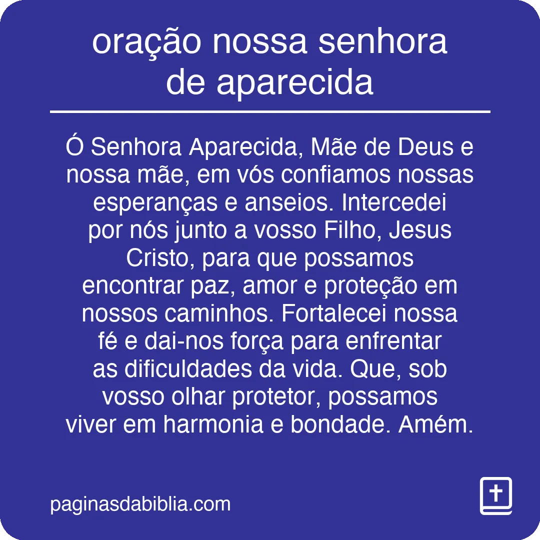 oração nossa senhora de aparecida