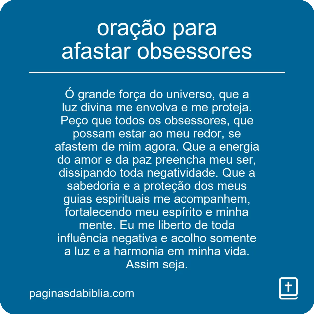 oração para afastar obsessores