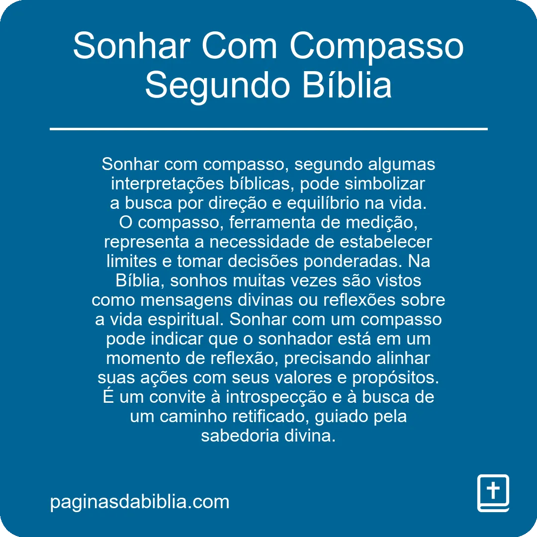 Sonhar Com Compasso Segundo Bíblia