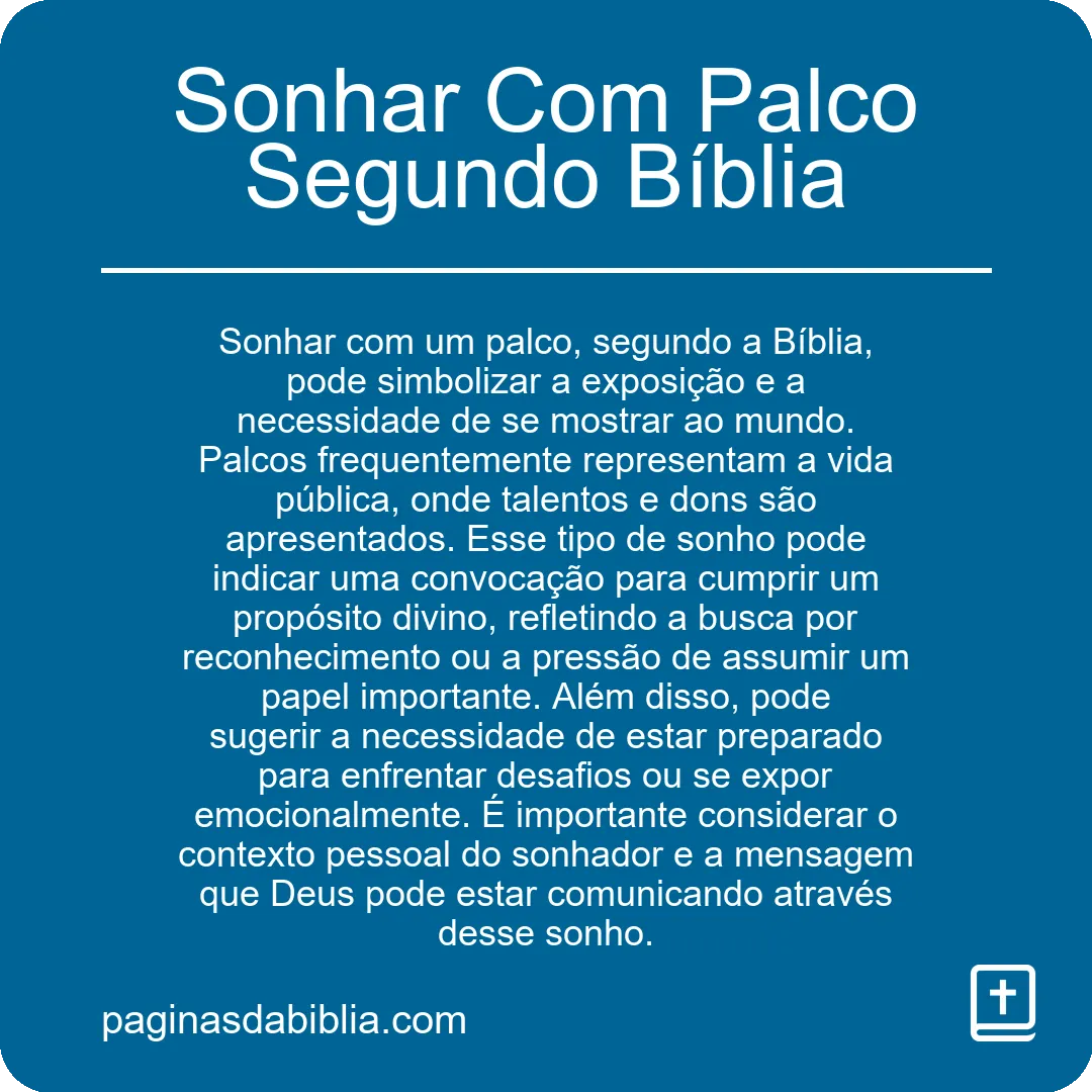 Sonhar Com Palco Segundo Bíblia