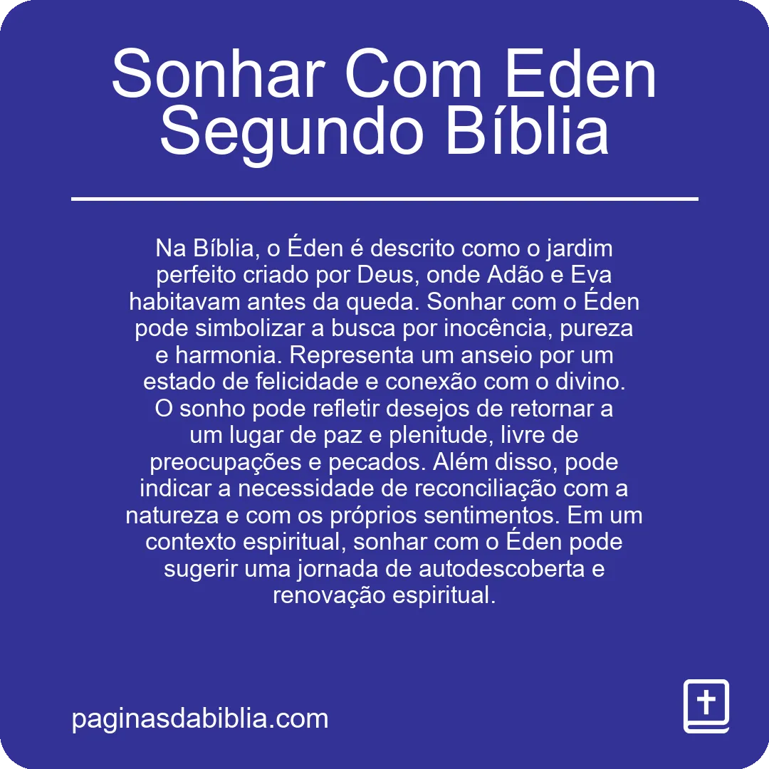 Sonhar Com Eden Segundo Bíblia