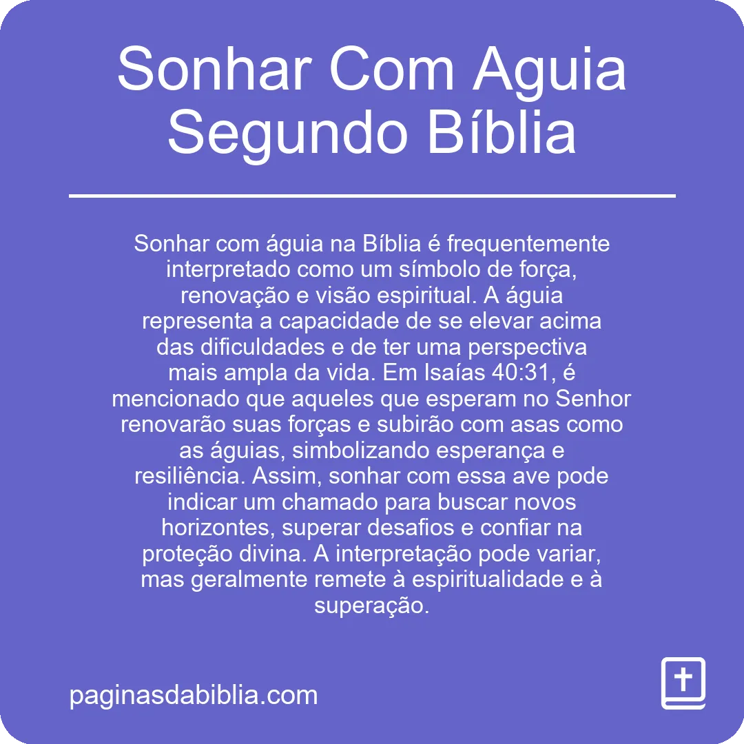 Sonhar Com Aguia Segundo Bíblia