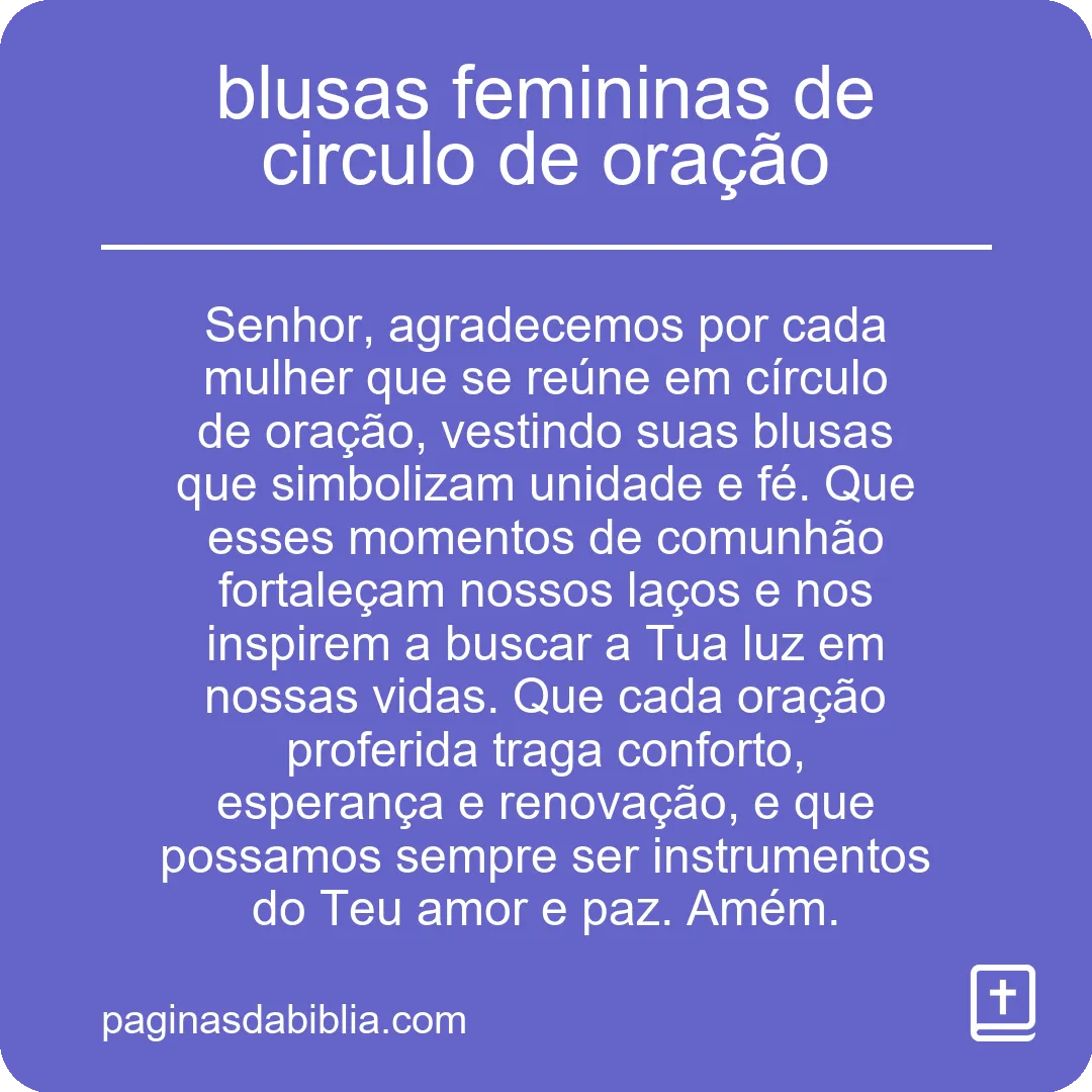 blusas femininas de circulo de oração