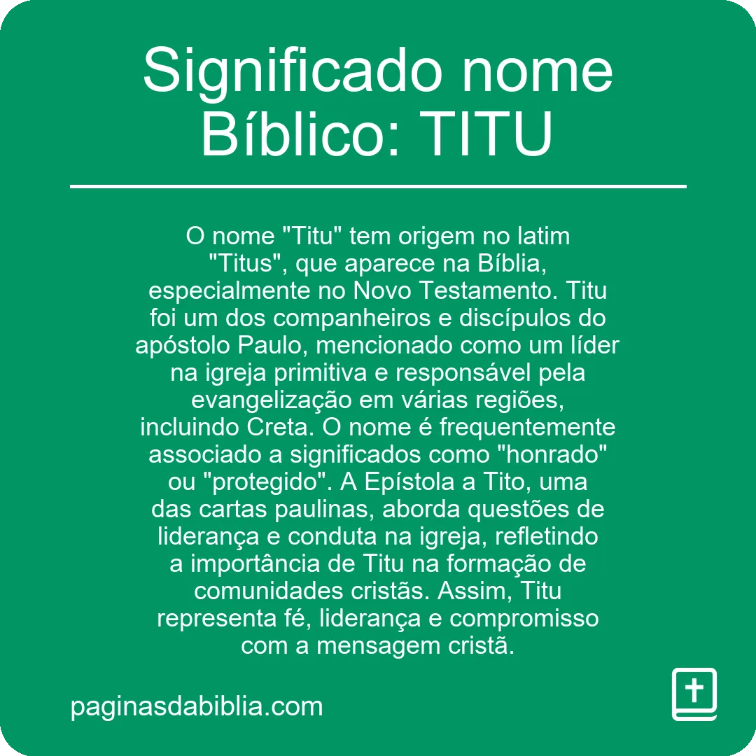 Significado nome Bíblico: TITU