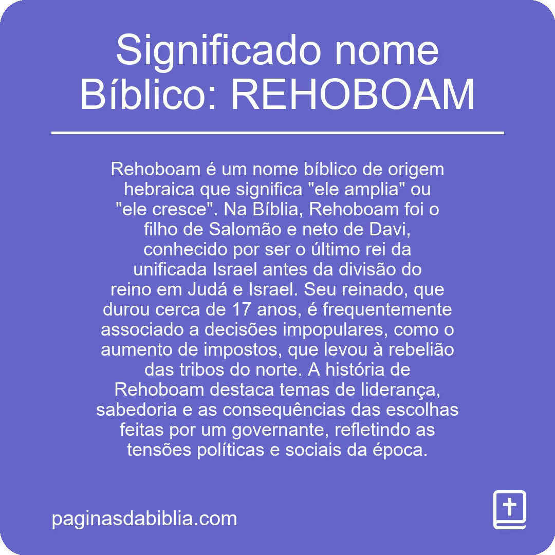 Significado nome Bíblico: REHOBOAM