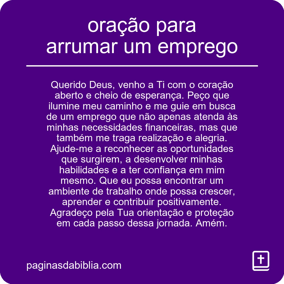 oração para arrumar um emprego