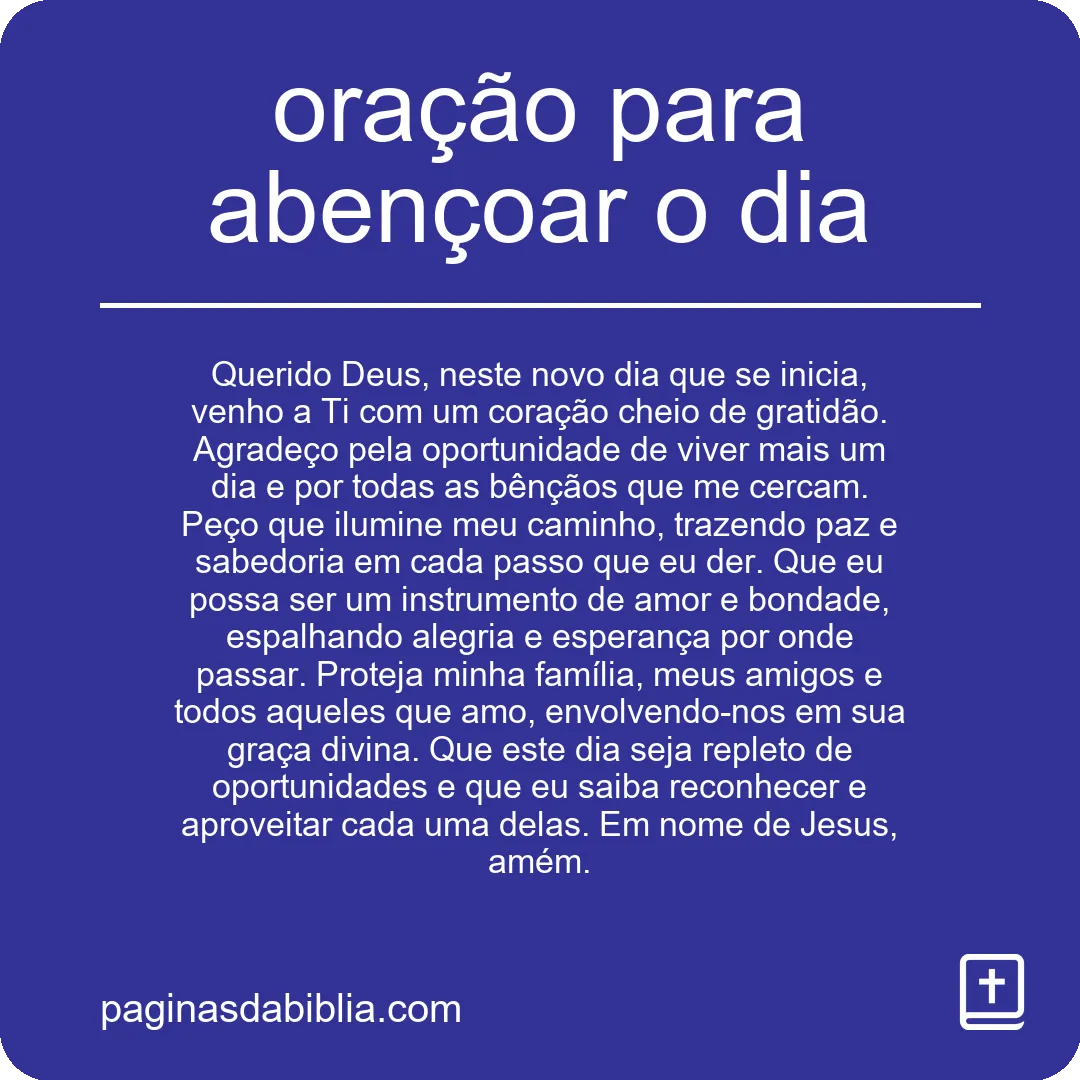 oração para abençoar o dia