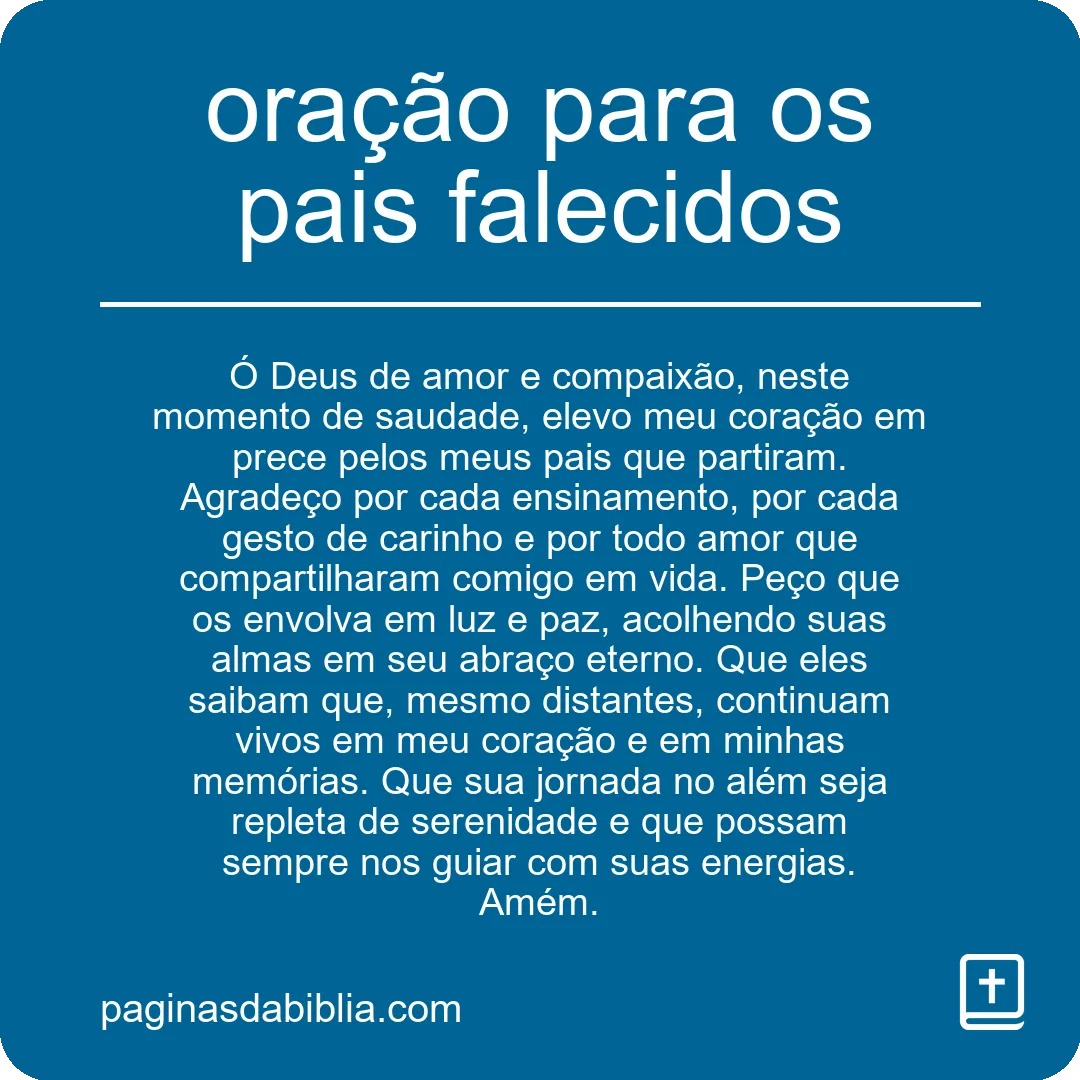 oração para os pais falecidos