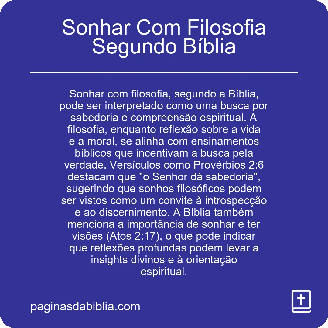 Sonhar Com Filosofia Segundo Bíblia