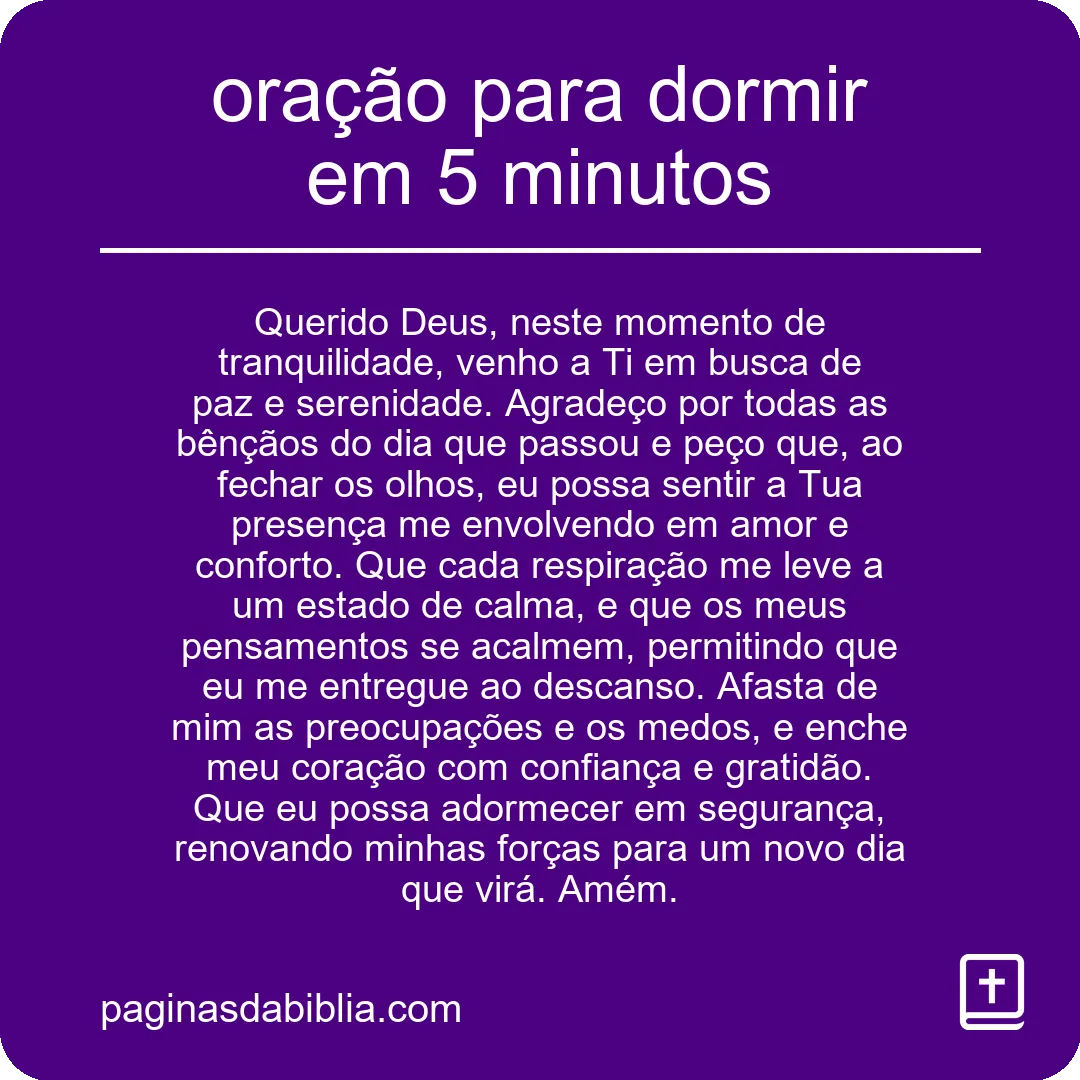 oração para dormir em 5 minutos