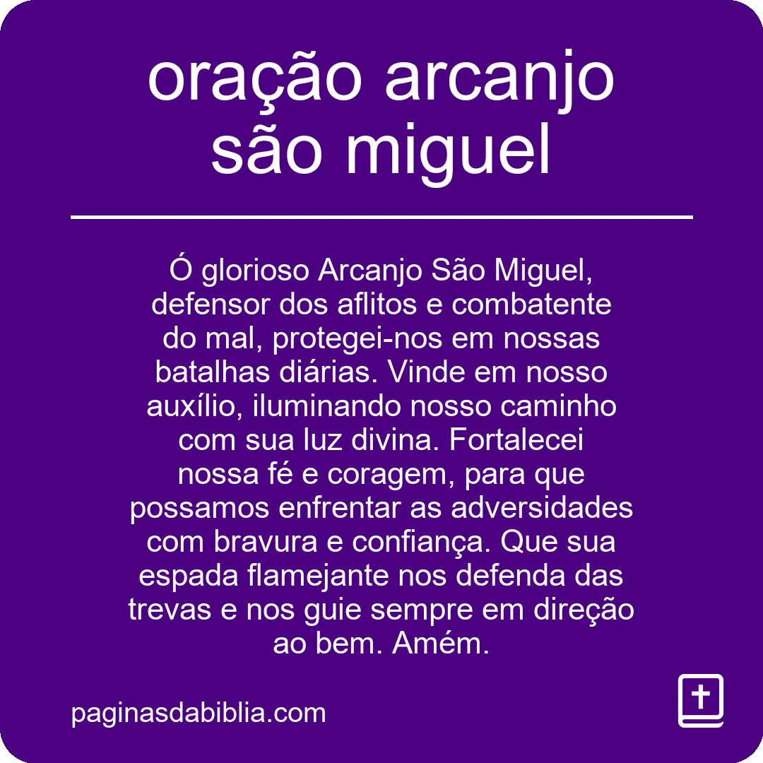 oração arcanjo são miguel