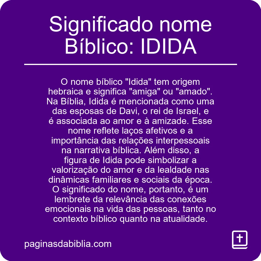 Significado nome Bíblico: IDIDA