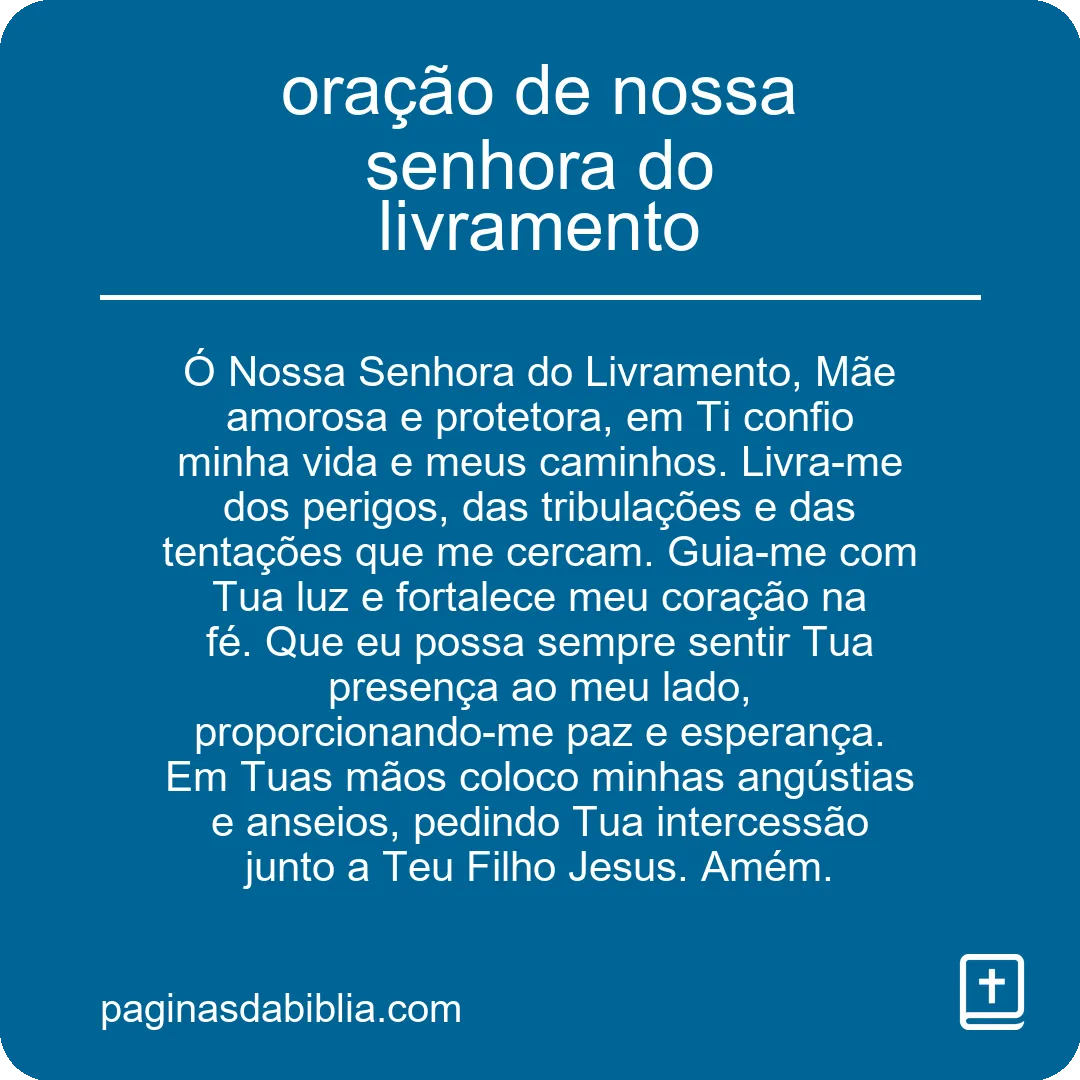 oração de nossa senhora do livramento