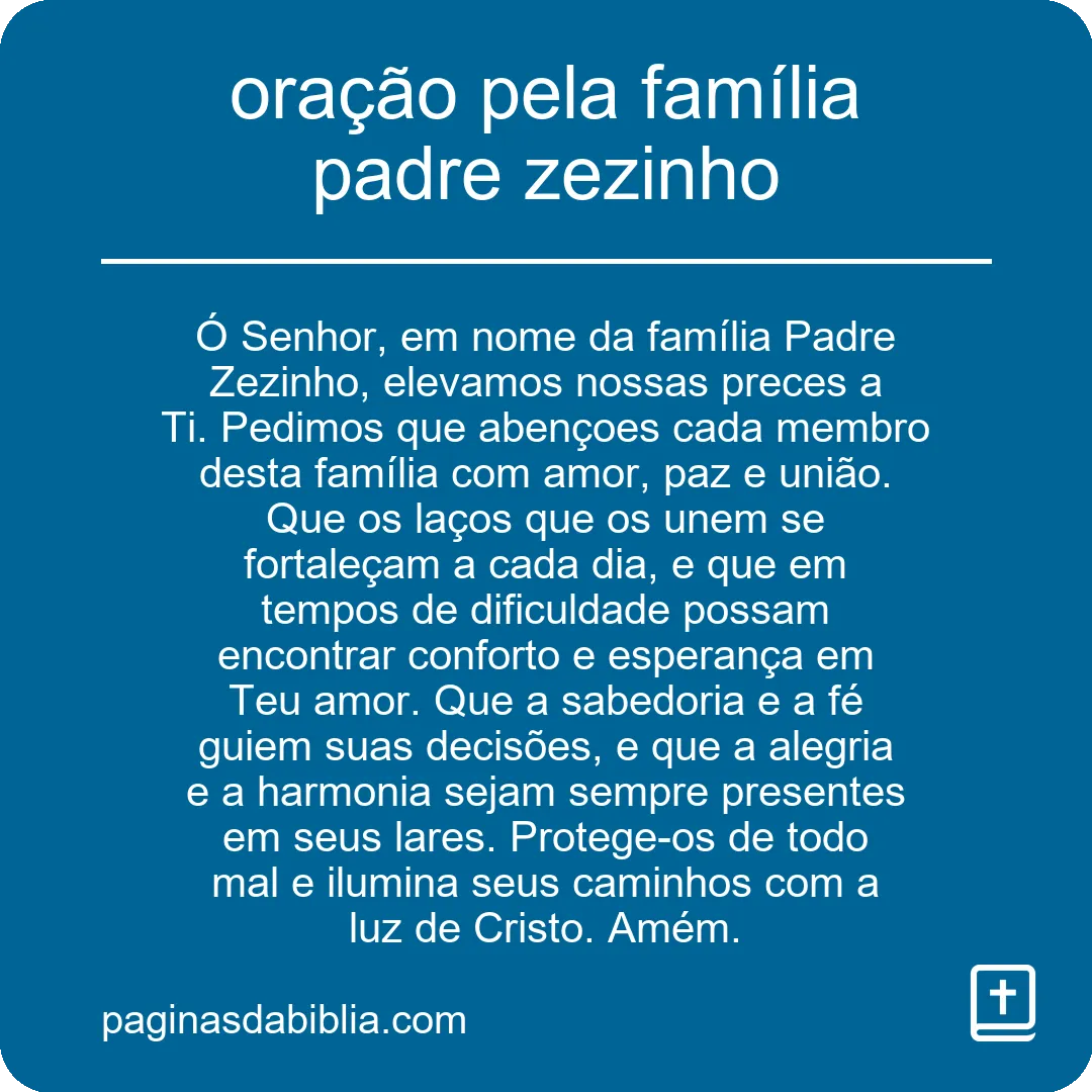 oração pela família padre zezinho