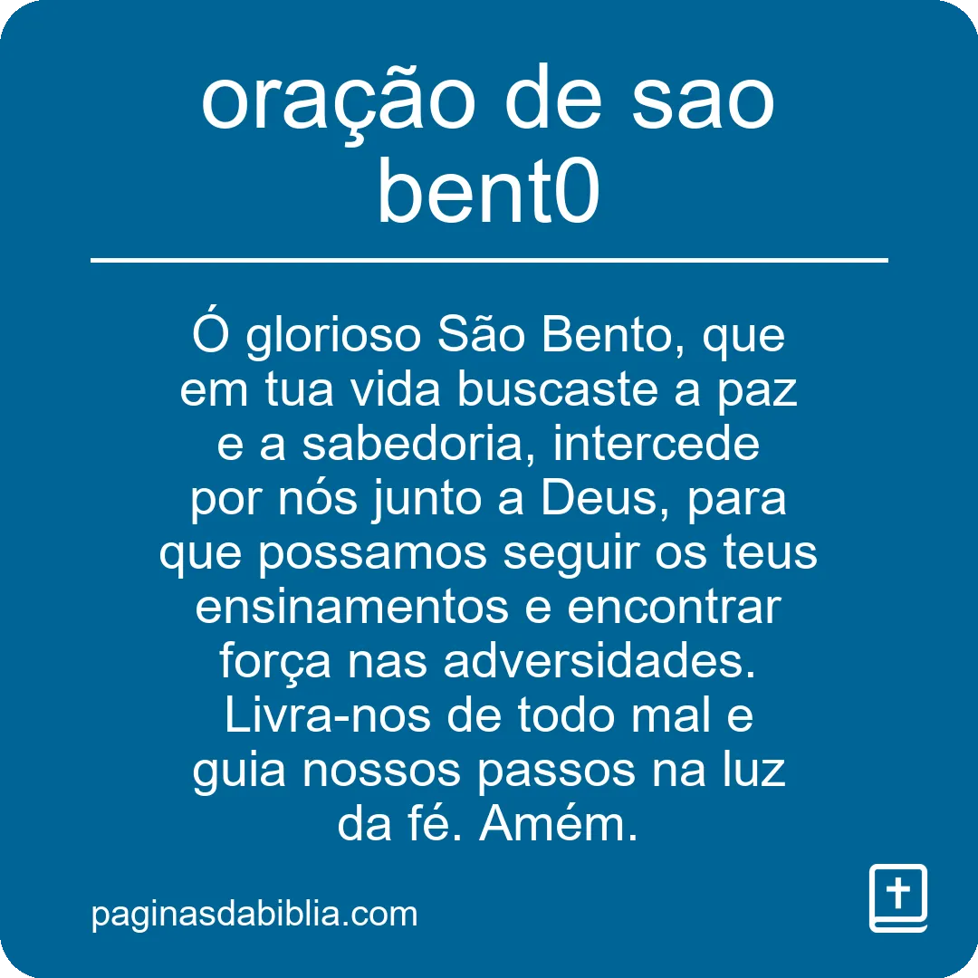 oração de sao bent0