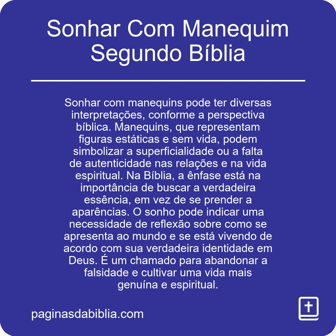 Sonhar Com Manequim Segundo Bíblia