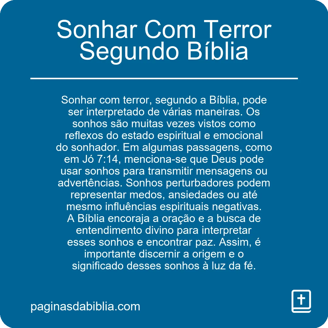 Sonhar Com Terror Segundo Bíblia